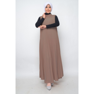 AYKO STORE - Inner Dress Sleveless Plisket Premium Long Dress Turtleneck Wanita