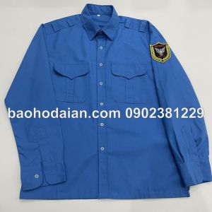Áo đồng phục bảo vệ màu xanh vải kate ABV02 thoáng mát