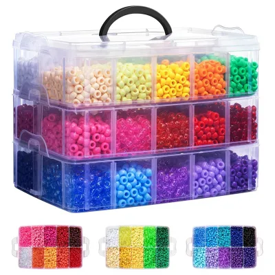 [jwerlyday]Bulk 10000Pcs Rainbow Beads 30 Colors for Kandi Key Chains Bracelet Making for Hair Braiding DIY Crafts