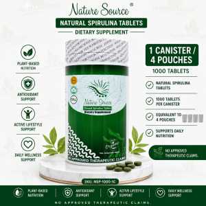 NATURE SOURCE Spirulina Tablets 1000s 250mg Rich Source of Plant Protein & Essential Nutrients with Spirulina Powder for Daily Immune Support Antioxidant Defense & Body Detox