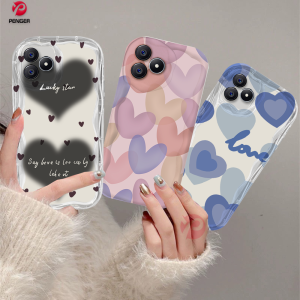 (Lokal Ready) PENGER Casing hp Realme C53 C55 C33 C31 C30 C35 C21Y C25Y C11 C20 C15 C12 C25S Realme 10 5 5i 6i C3 8 7 6Pro C2 8i 7i C17 A1K Art Watercolour 3D Wavy Curved Edge Love Heart Case