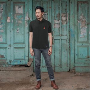 Anyway Poloshirt Black TwoTone (Dark Misty) 044