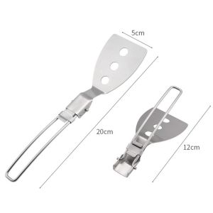 Stainless Steel Folding Spatula Cooking Utensils Food Turner Colander Outdoor Camp Cooking Accessories Kitchen Baking Tableware