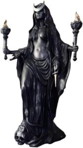 Hekate Niktipolos Statue The Witch of The Night Underworld Hekate Phōsphoros Light-Bringer or Morning Star Statue Hecate Greek Goddess with Her Hounds of Magic Resin Sculpture (A)