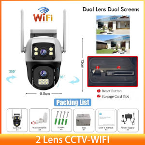 V380 Pro Camera Waterproof Outdoor Tiga Lensa HD 1080p Sambungkan ke ponsel 360 WiFi CCTV