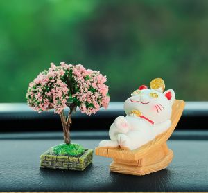 Decor trang trí xe hơi mèo may mắn dễ thương gắn taplo ô tô đồ trang trí nội thất xe hơi