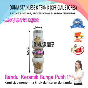 Bandul keramik bunga putih 1inch aksesoris stainless steel