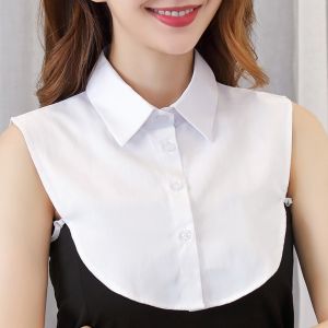 COVIEEZB Đa năng Cổ áo giả bằng cotton Dây đeo có thể điều chỉnh Thời trang Cổ áo giả kiểu áo sơ mi nửa Đơn giản Nút Áo sơ mi nửa cổ Phụ nữ Nam giới