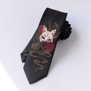 GHRDU Japanese Boys Photograph Props Costume Accessories Props Chinese style Shirt Ties Antiquity Prting Necktie Anime Neck Tie JK Uniform Ties Cosplay Tie Men Ties