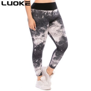 LUOKE Yoga Pants for Women Sport Pants Baju Perempuan Color Black and White Starry Sky Fashionable Big Size Can Reach Up To 94 Kg