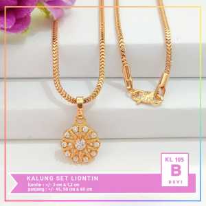 Nice Jewelry Kalung milano dewasa bulat kupu permata perhiasan wanita lapis emas KL 105