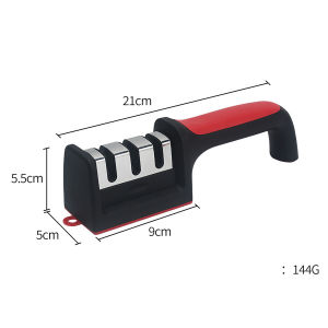 ที่ลับมีด ที่ลับ มีดหั่น แบบสองความละเอียด 3 ช่อง พร้อมด้ามจับถนัดมือ (สีดำแดง)