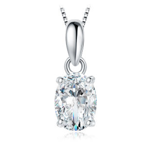 JewelryPalace Moissanite GRA D Color 1ct 2ct Oval S925 Sterling Silver Luxury Pendant Necklace for Woman No Chain