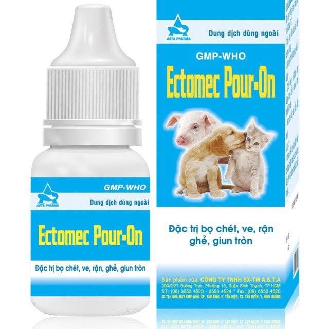 Ectomec Pour On - Siêu Phẩm Nhỏ Sống Lưng - Ghẻ, Ve, Rận, Bò Chét Chó ...
