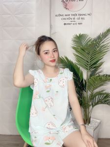Đồ bộ tole nữ đồ lanh nữ mặc nhà VNXK quần đùi áo cánh tiên họa tiết thoi tranggiao họa tiết ngẫu nhiên [CÓ SIZE]- TL53