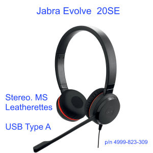 Jabra Evolve 20SE MS Stereo Wired Over-the-head Headset Soft Leatherette USB Type-A Connection 4999-823-309