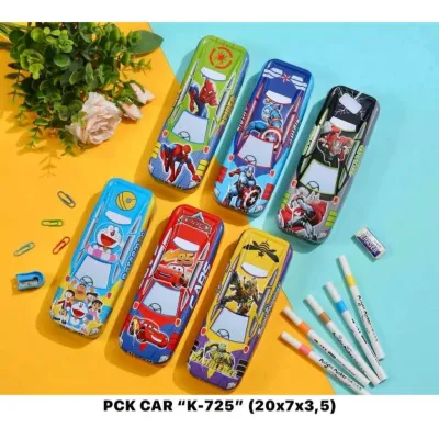 KOTAK PENSIL KALENG MODEL ADA ISI MOBIL CARS PENCIL CASE