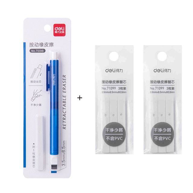 Deli Press Eraser Retractable Pencil Eraser Rubber Writing School ...