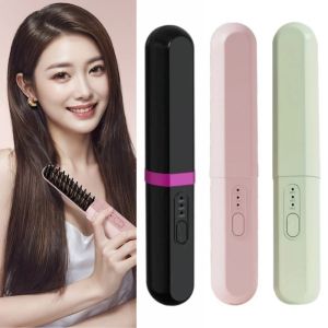 SINGLE USB Rechargeable Straightening Brush Comb Wireless Mini Hair Styling Iron Universal Pocket Portable Hair Straightener for 3.7V2000mAh for Travel Home