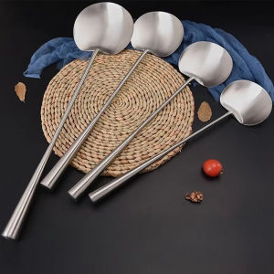 46cm Long Handle Chef Cooking Spoon Stainless Steel Work Spatula Food Grade Soup Spoons Household Kitchen Utensils