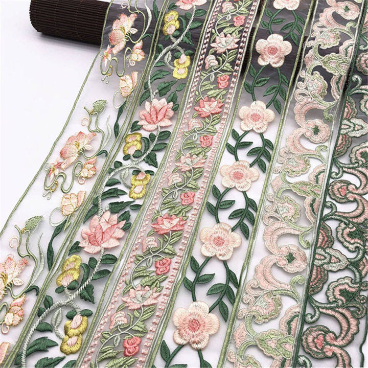 1 Yard Embroidery DIY Ribbon Jacquard Fabric Sewing Tape Flower Ethnic ...