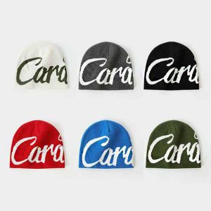 DRESSPLUS Warm Jacquard Knitted Hat Hip Hop Personalized Letter Knit Cap Casual Retro Outdoor Mountain Climbing Beanies Apparel Accessories