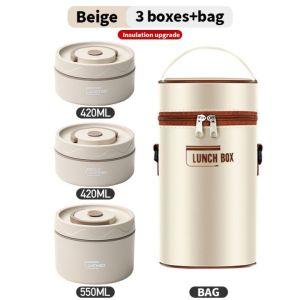 【Microwaveable】Thermal Lunch Box Insulated 304 Stainless Steel Bento Box Set Portable Leak-Proof Food Container COD