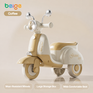 Beige balance bike Childrens toy car Kids 3 Wheels Scooter 1-3 years old Girl&Boy Ride-On Baby Motorcycle tricycle Music&Light