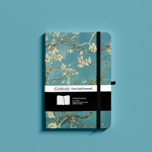 A5 Dotted Notebook Van Gogh Dot Grid Journal Hardcover Painting Blossoming Almond Tree Travel Planner Diary