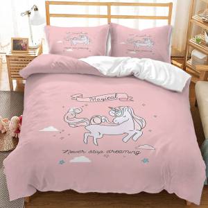 XY Unicorn Duvet Cover Set Single Double Size Bed Sheet Baby Dormitory Bedroom Comfortable Washable Pillowcase Set YX