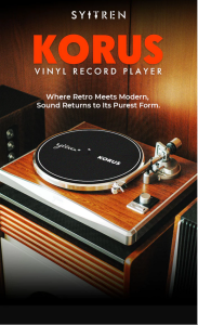 Syitren KORUS Vinyl Turntables Record Player Bluetooth Transmission Belt-Drive Turntable 2-Speed Adjustable CounterweightVintage LP Players