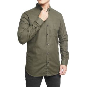 ✅[TERBARU] Kemeja Cowok polos lengan panjang slimfit hem pria kantor hitam navy putih