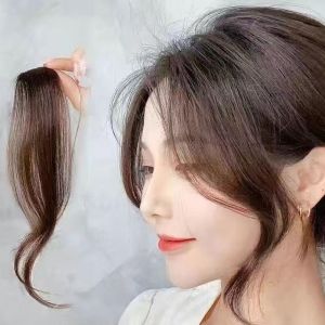 CHICNOOK หยิกหยักศก ขนปุยฟู มีสไตล์ ไฟเบอร์ทนความร้อน สำหรับผู้หญิง คลิปที่หน้าผาก อุปกรณ์เสริมผม สาวๆ ธรรมชาติตามธรรมชาติ ผมม้าเฉียงฝรั่งเศส วิกผมสังเคราะห์ ผมม้าส่วนตรงกลาง ที่ต่อผม