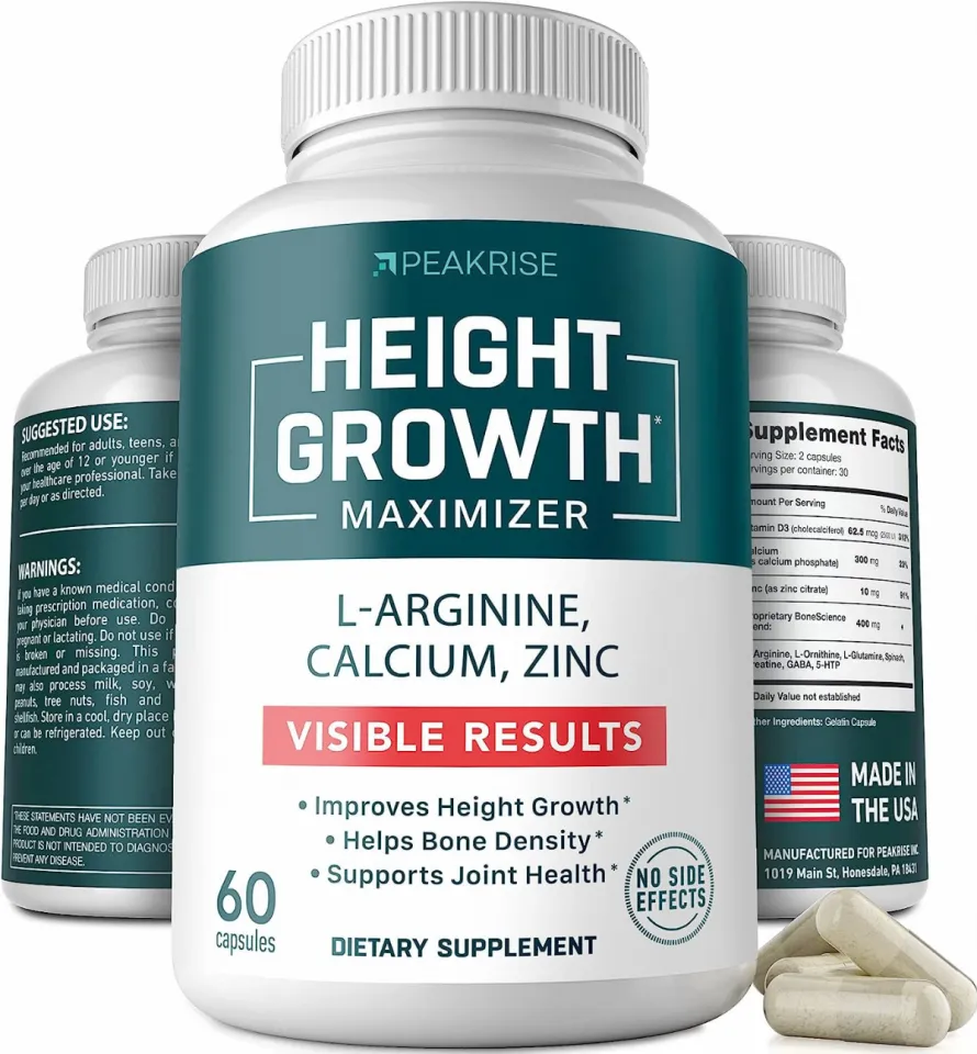 PeakRise Height Growth Vitamin Pills L Arginine Calcium Zinc