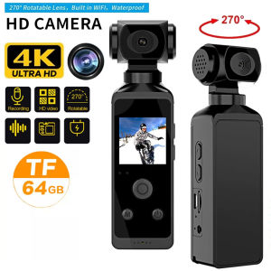 4K 1080P Pocket Camcorder HD Cam 1.3″ LCD Screen 270° Rotatable Wifi Mini sports Camera with Waterproof Case Motion Cameras
