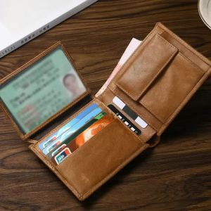 Cross-border best-selling vintage leather mens wallet with multi-functional card slots and coin pocket RFID Anti-theft European and American wallet