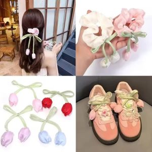LUMIYA 5Pcs Set Lace-up Tulip Curtain Straps Cake Ornaments Gift Wrapping DIY Baking Decoration Sweet Curtains Tie Rope