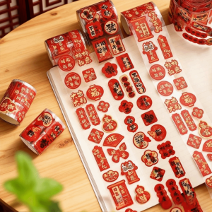 X CRAFT HOME Self Adhesive Happy  Year Stickers Packing Ornament Red Package Decoration Creative Wrapping Spring Festival Decals Chinese  Year