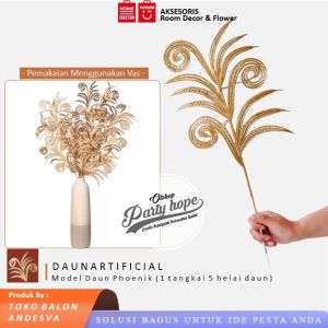 Bunga Daun Artificial Phoenix Gold / Tanaman Palsu Bunga Plastik Artificial Phoenix Gold Bunga Imlek