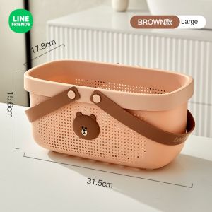 100% Authentic Line Friends Storage Box Portable Bath Basket Portable Bathroom Storage Caddy Organizer Bin Plastic Toiletry Storage Basket Drain LFB106