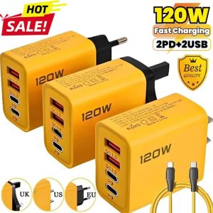 2025 New 4 Ports 120W Fast Charger Type C Quick Charge 3.0 USB Charger Adapter for iPhone Samsung PD USB Charger Fast Charging