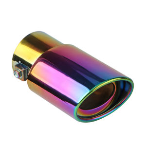 EKLEVA Universal Auto Muffler Silencer Dual Outlet Car Exhaust Tip Stainless Steel Slant Rolled Edge Black/Silver Anti-resistance Repai