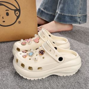 [Free Shipping] New Style WomenS Summer Beach Casual EVA Clogs With Thick Soles Versatile Non-Slip Height-Increasing And With Accessories