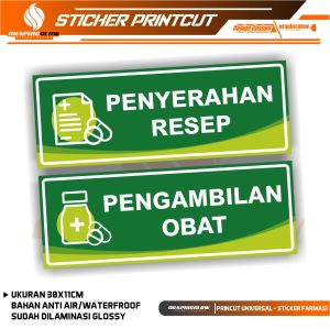 STICKER SIGN FARMASI STIKER PENYERAHAN PENGAMBILAN RESEP OBAT RUANG RACIK OBAT KONSULTASI APOTEKER | VINYL WATERPROOF