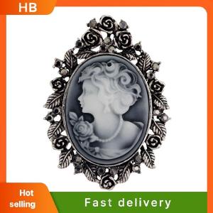 HB 1X Vintage Cameo Victorian Style crystal Wedding Party Women Pendant Brooch Pin