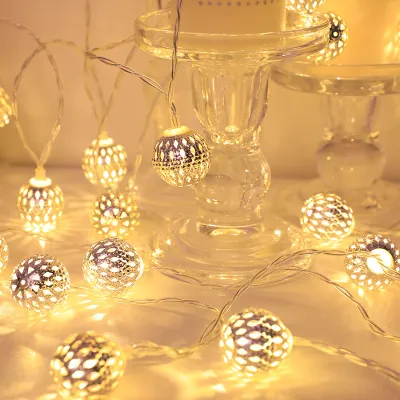10/20 LED String Lights Wrought Iron Moroccan Ball Light String Party Hanging Lights USB/Battery Operated Decor for Indoor Home Bedroom Party Wedding Christmas Tree