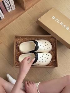 [Free Shipping] WomenS Summer Outdoor Clogs With Accessories Thick-Soled Height-Increasing Beach-Style Closed-Toe Half-Slipper Sandals Fashionable And Versatile