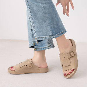 [FreeShipping] Casual flat half-slippers for lazy people available in stock closed-toe slippers for women plus size womens shoes