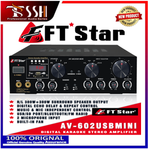 FT STAR PROFESSIONAL AUDIO SYSTEM AMPLIFIER AV-602USB MINI 4CH 1000W