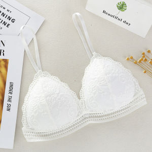 [Cutewomen2020] Thin French Style Bralette Lace Triangle Cup Soft Bra Seamless Deep V Soft Push Up Bras For Women Girls